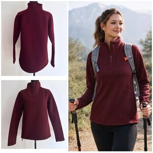 The North Face Burgundy Maroon Quarter-Zip Double Zipper Neoprene Sweater S